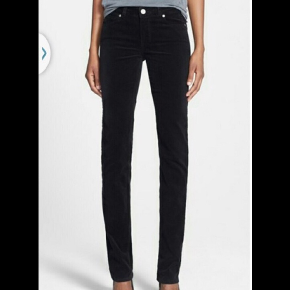 Paige Black Corduroy Straight Leg Jeans 23